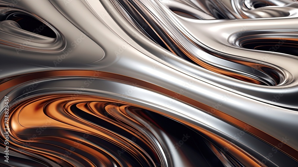 Poster 3d rendering of a smooth metal surface with a copper-colored gradient. the surface is lit from the l
