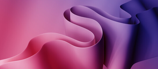 3d render, abstract colorful background of folds and layers. Minimalist fashion wallpaper of curvy folded ribbons - 788823677
