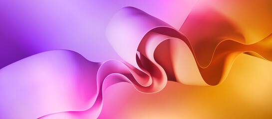 3d render, abstract colorful background of folds and layers. Minimalist fashion wallpaper of curvy...