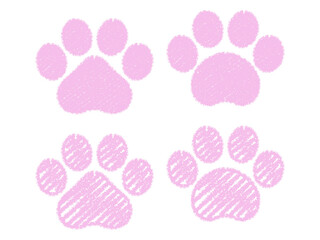 クレヨン描き肉球アイコンセット：ピンク