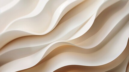 Obraz premium An abstract background with soft paper waves of cream and beige color. Generated by artificial intelligence.