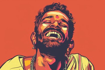 overjoyed young hindu man with infectious smile and positive energy studio portrait illustration