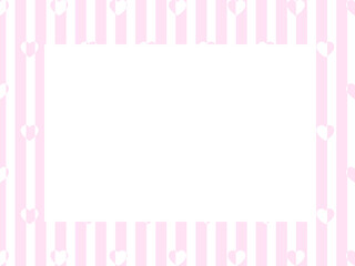シンプルストライプハートドットフレーム：桃色