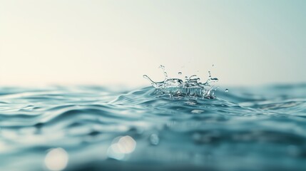 A clean, minimalistic background image of water with small waves and splashes. Generated by...