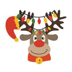 reindeer with christmas hat