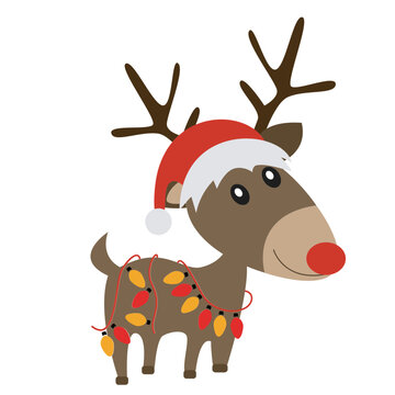 christmas reindeer with red nose