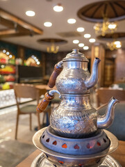 traditional tukish kettle in the cafe of istanbul