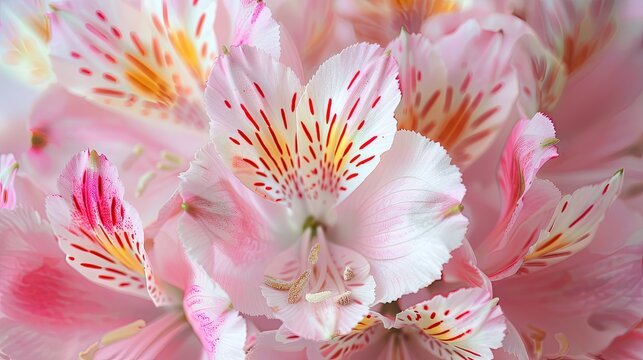 Stunning macro shots capturing the delicate pink and white alstroemeria blooms embodying love beauty and the wonders of nature These captivating floral images are perfect for backgrounds gr