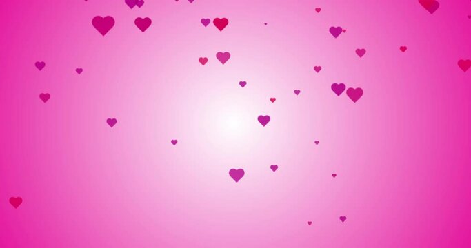 Bright pink Hearts animation for Valentine's day Greeting love video. 4K Romantic animation on gradient background for Valentine's day St. Valentines Day, Mother's day, Wedding anniversary invitation.
