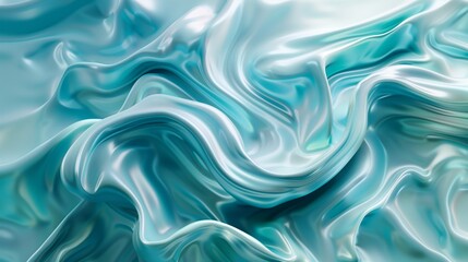 Fototapeta premium An abstract fluid liquid waves in cyan color. Generated by artificial intelligence.