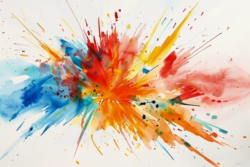 Watercolor of exploding colors on a light background.