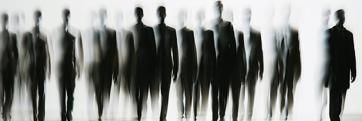 a long exposure photograph of multiple people businessmen, motion blur