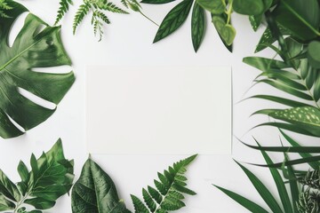 Mockup with various green leaves assortment