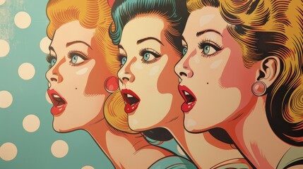 Fototapeta premium Nostalgic pop art collage: vibrant retro vibes in mesmerizing fusion of colors and patterns, evoking spirit of past with modern twist, an eclectic mix of imagery for a captivating visual experience.