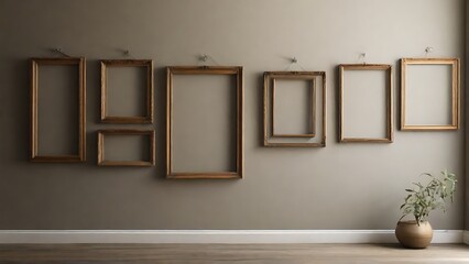 Artistic Arrangement: Empty Frames as Wall Decor Highlighting Sofa Area