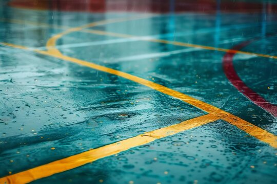textured surface of empty basketball court game field sports background photo