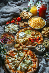 Pajama Party Comfort Food - Homemade Pizza, Pasta, Popcorn, Cookies, Fruit Salad, and Refreshing Juice