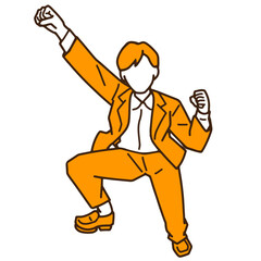 ジャンプするやる気のあるビジネスマンのイラスト