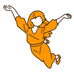 ジャンプするやる気あふれるビジネスウーマンのイラスト