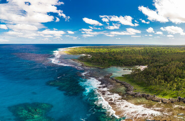 The Blue Lagoon from drone, Port Vila, Efate, Vanuatu - obrazy, fototapety, plakaty