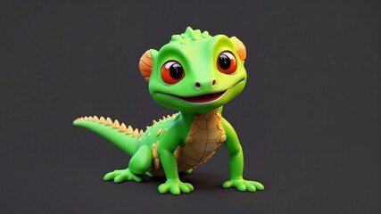 a cute gecko on plain background cartoon from Generative AI
