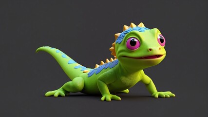 a cute gecko on plain background cartoon from Generative AI