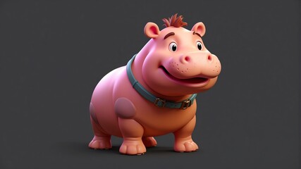 a cute hippo on plain background cartoon from Generative AI