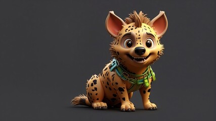 a cute hyena on plain background cartoon from Generative AI - obrazy, fototapety, plakaty