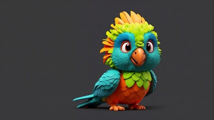 a cute parrot on plain background cartoon from Generative AI