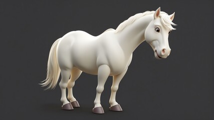 Obraz na płótnie Canvas a cute white horse on plain background cartoon from Generative AI
