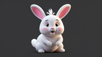 a cute white rabbit on plain background cartoon from Generative AI