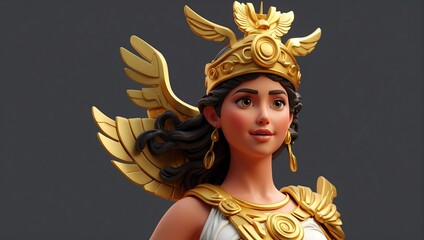 greek goddess athena on plain background cartoon from Generative AI