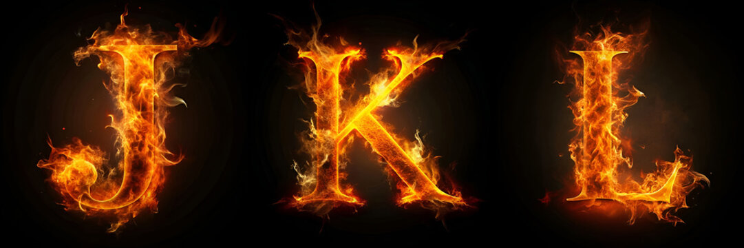 LETTERS, J, K, L. Fire Alphabet: Intensely Fiery Lettering