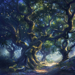 The Majestic Ancient Fantasy Forest, green and light