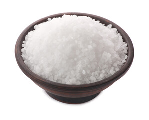 Natural salt in bowl isolated on white