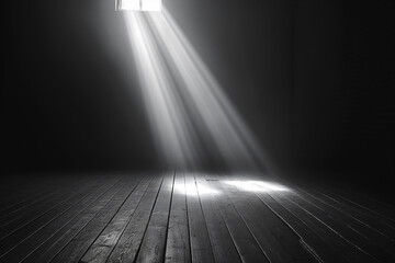 窓から光が差し込む光と影のモノクローム背景