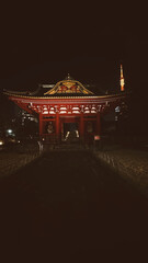 Tokyo, Japon. March 29, 2024: Beautiful Sensoji temple illuminated at night.