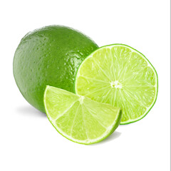Fresh ripe lime isolated on white. Citrus fruit