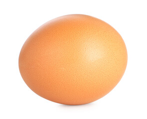 One raw chicken egg isolated on white