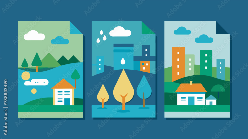 Aufkleber a series of informational pamphlets distributed to residents detailing the benefits of rainwater har