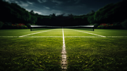 Dramatic Tennis Court under Cloudy Sky - Mood Setting Sports Background