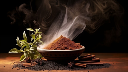 Steaming Cocoa Powder with Cinnamon and Anise - Gourmet Cooking Photography