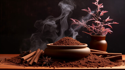 Rich Cocoa Powder with Herbal and Spicy Notes - Food Styling and Photography - obrazy, fototapety, plakaty