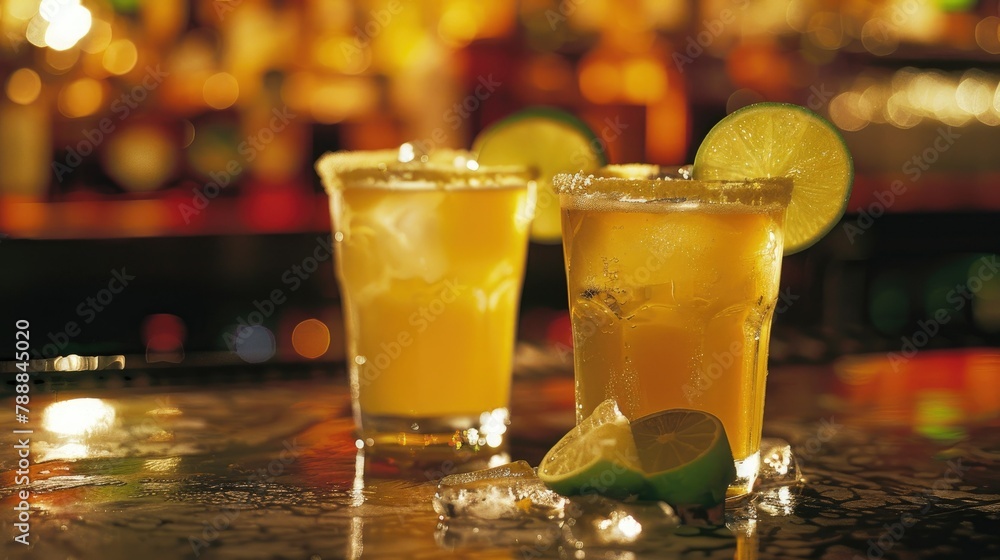 Wall mural Indulge in the refreshing zing of a Mexican chelada a tantalizing mix of light beer and zesty lime juice