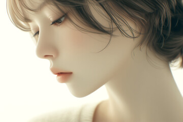 Fototapeta premium 美しい女性の横顔のイラスト