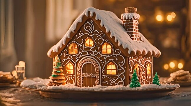 gingerbread house for new year holiday celebration
