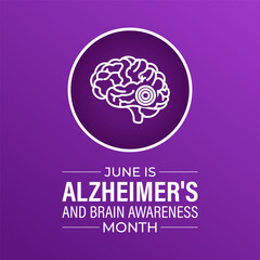 Alzheimer's and Brain awareness month is observed every year in June Vector Illustration. Banner design template.