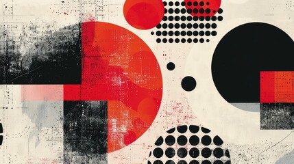 Bold black, white, and red abstract geometric presentation, Ai Generated. - obrazy, fototapety, plakaty