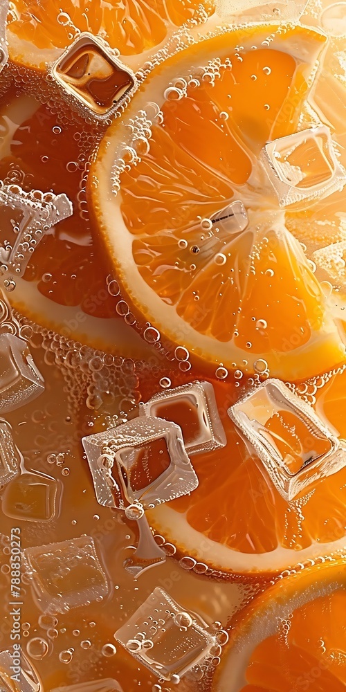 Poster Generative AI : orange slices and lemon slices in sparkling water