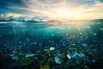 Fototapeta na wymiar Generative AI : Plastic pollution in ocean